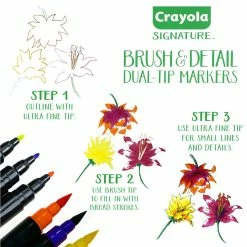 Outlet 👏 6 Packs: 16 ct. (96 total) Crayola® Signature™ Brush & Detail Dual-Tip Markers 😉 -Crayola Shop 10532698 6 u 1