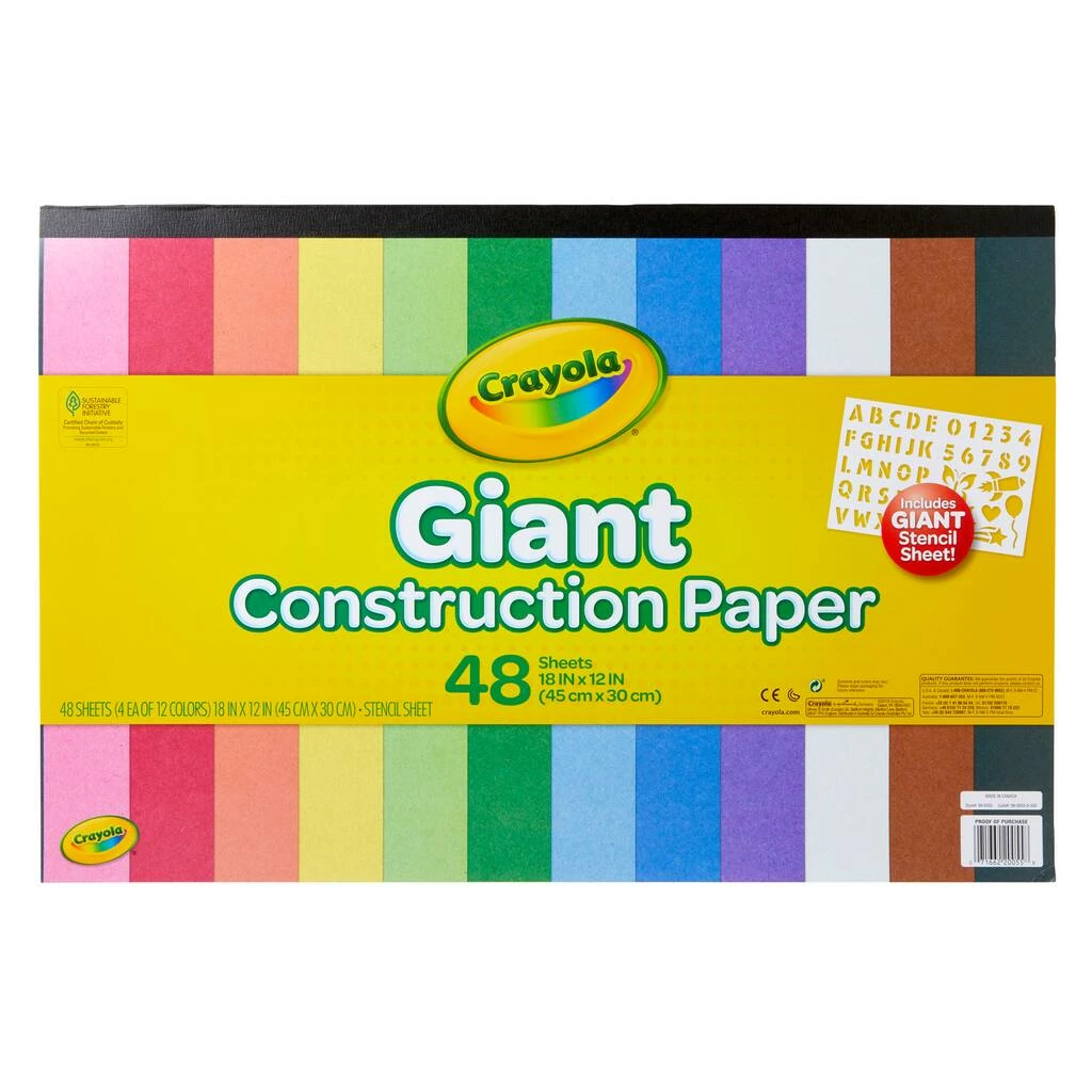 Coupon 👍 Crayola® 12" x 18" Giant Construction Paper Pad with Stencils Set, 6ct. 😉 4 Coupon 👍 Crayola® 12" x 18" Giant Construction Paper Pad with Stencils Set, 6ct. 😉 - Image 2
