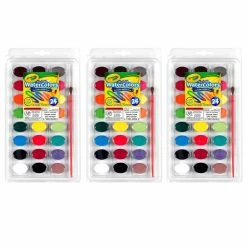 Flash Sale 🤩 6 Packs: 3 ct. (18 total) Crayola® Washable 24 Color Watercolor Pans with Plastic Handled Brush 💯