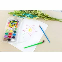 Discount 🧨 Crayola® Washable 24 Color Watercolor Pans with Plastic Handled Brush, 3ct. 🔔 -Crayola Shop D306626S 2